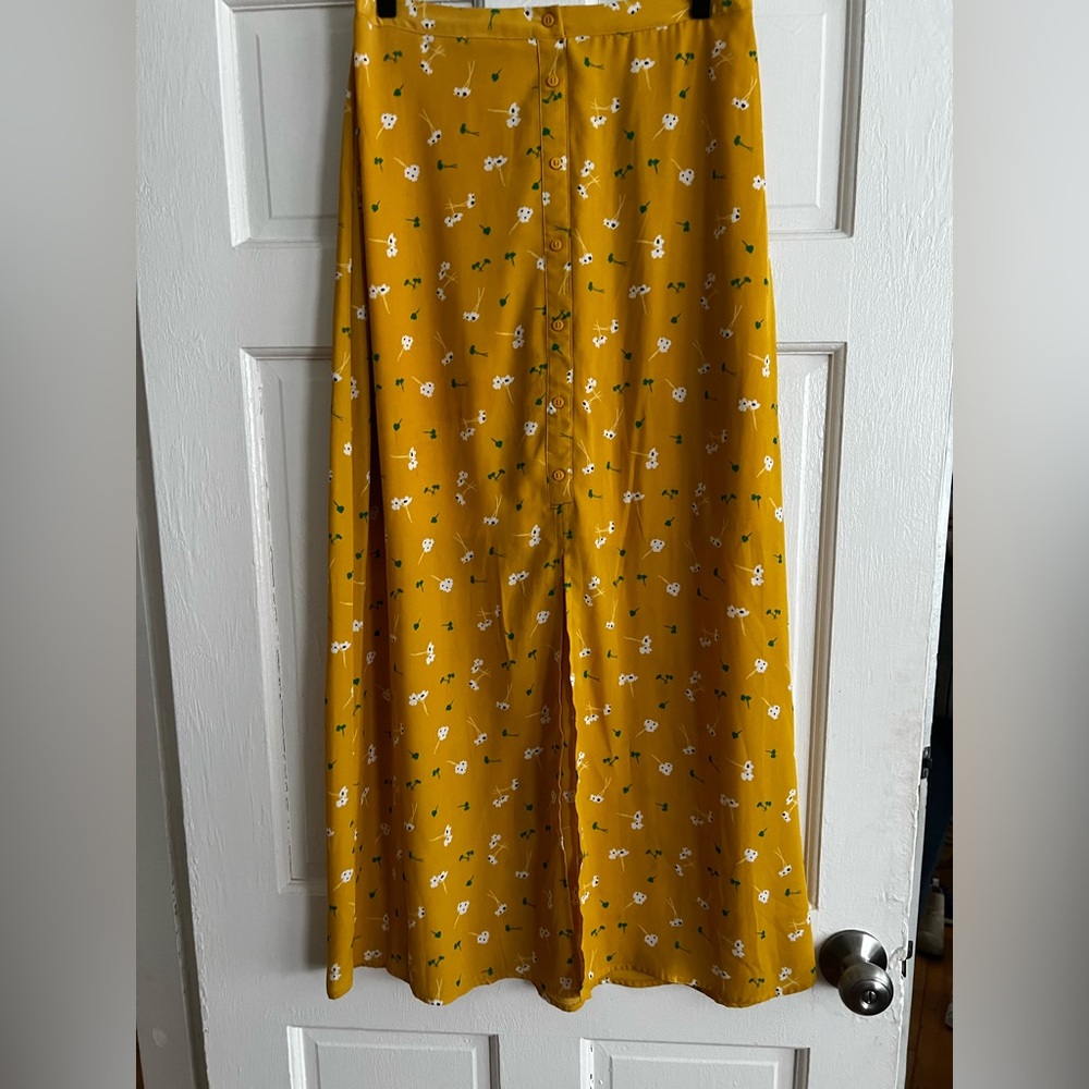Yellow Floral print Maxi Skirt